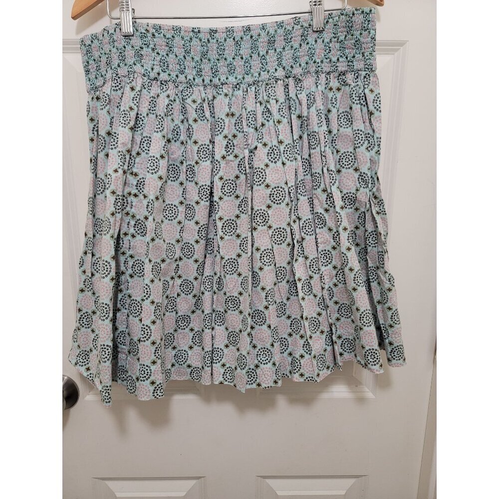 Floral Patterned Smocked Waist Multicolor Women's Skirt With‎ Lining Size XL